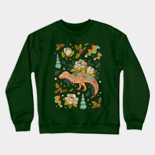 A Cretaceous Christmas: Tyrannosaurus | Holiday Dinosaur | Festive Natural History Art Crewneck Sweatshirt